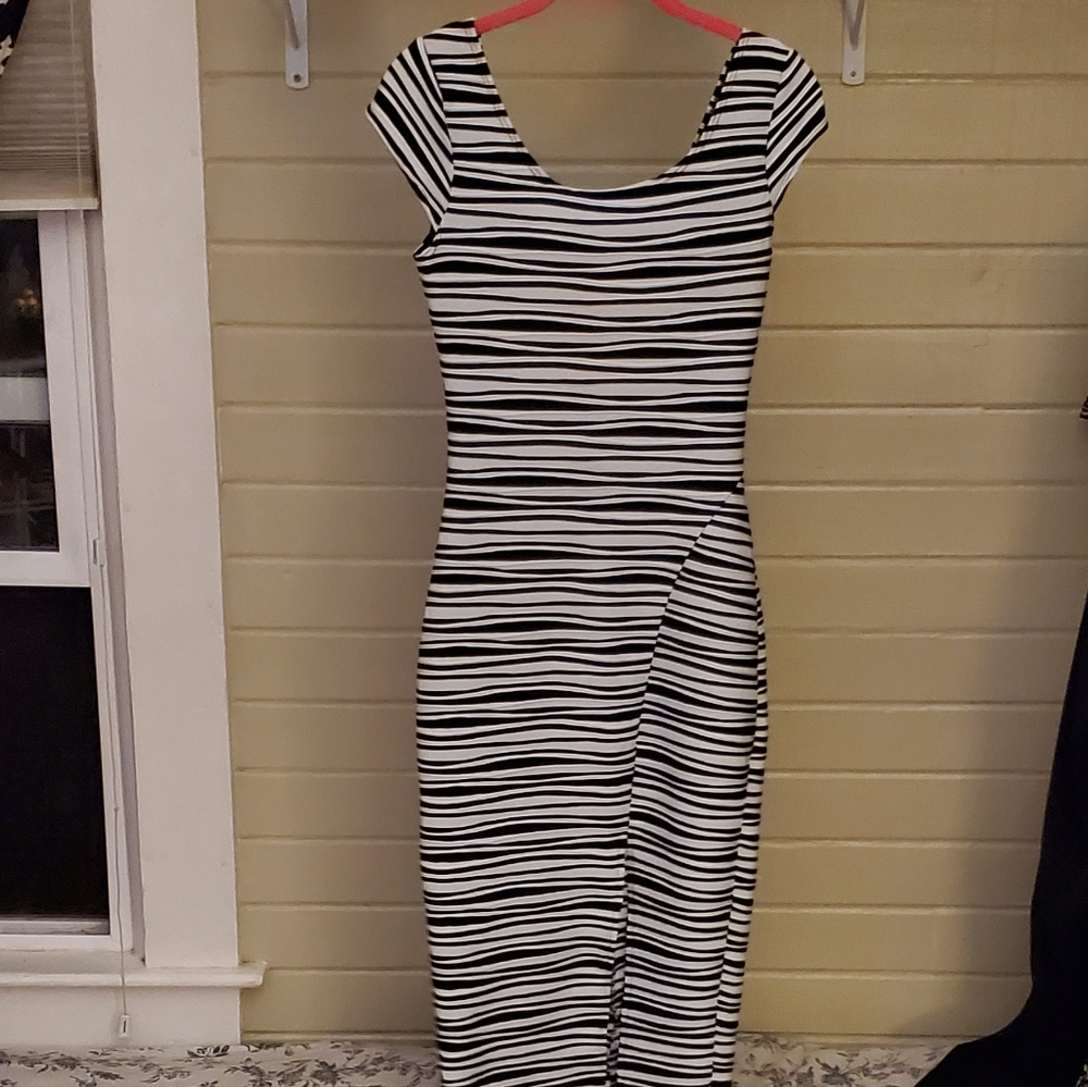Black and white fitted dress